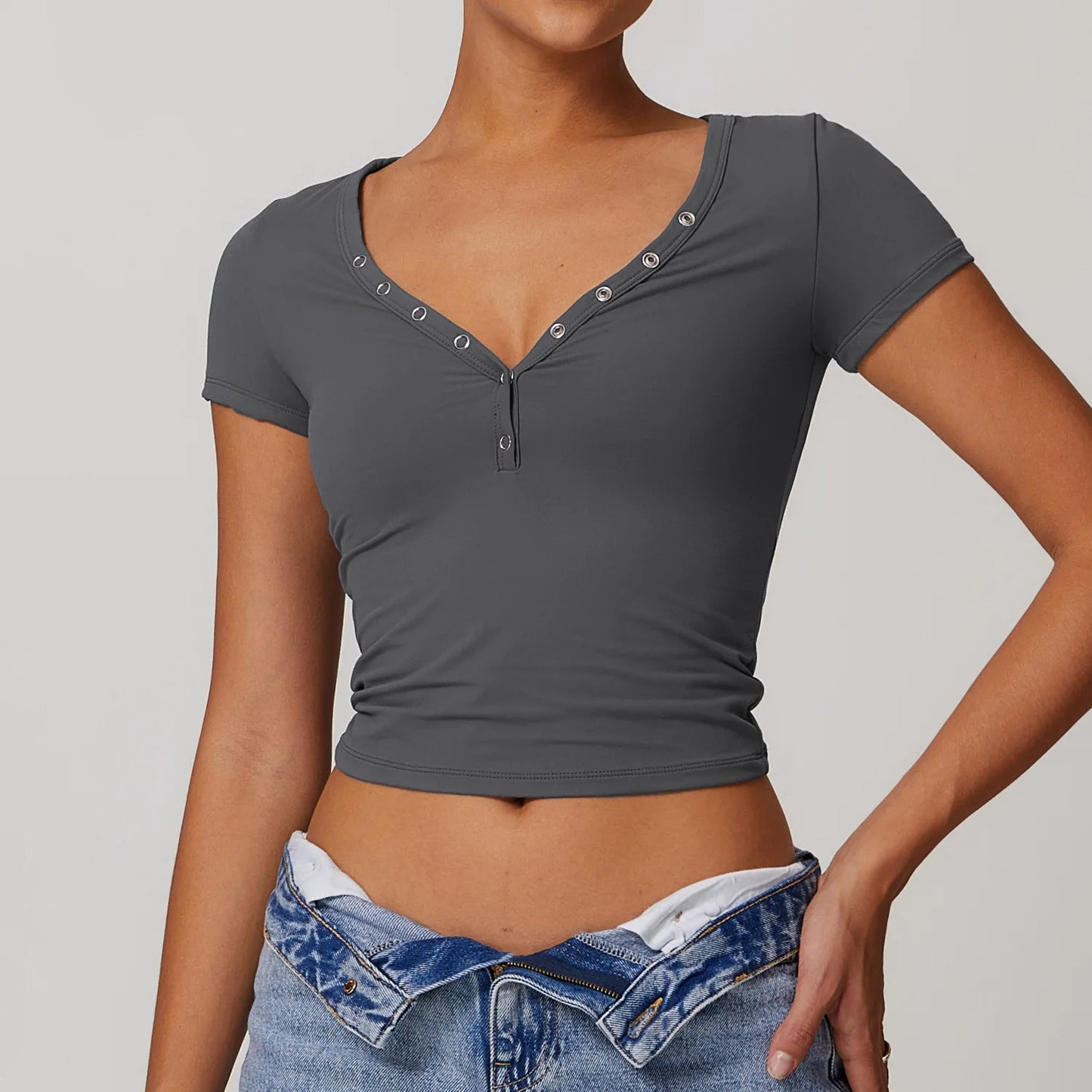 Top Button Versatile Yoga Shirt